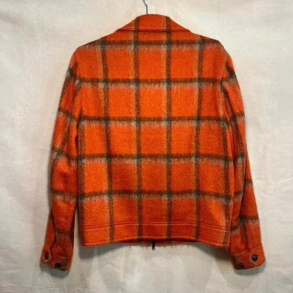 Todd Snyder |  Italian Wool/Mohair Check Zip Guide Jacket - Orange / Sz S - Picture 4 of 11